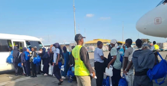 Nigerian returnees from Libya under the supervision of NEMA arriving at Muritala Muhammad International Airport, Ikeja, Lagos.